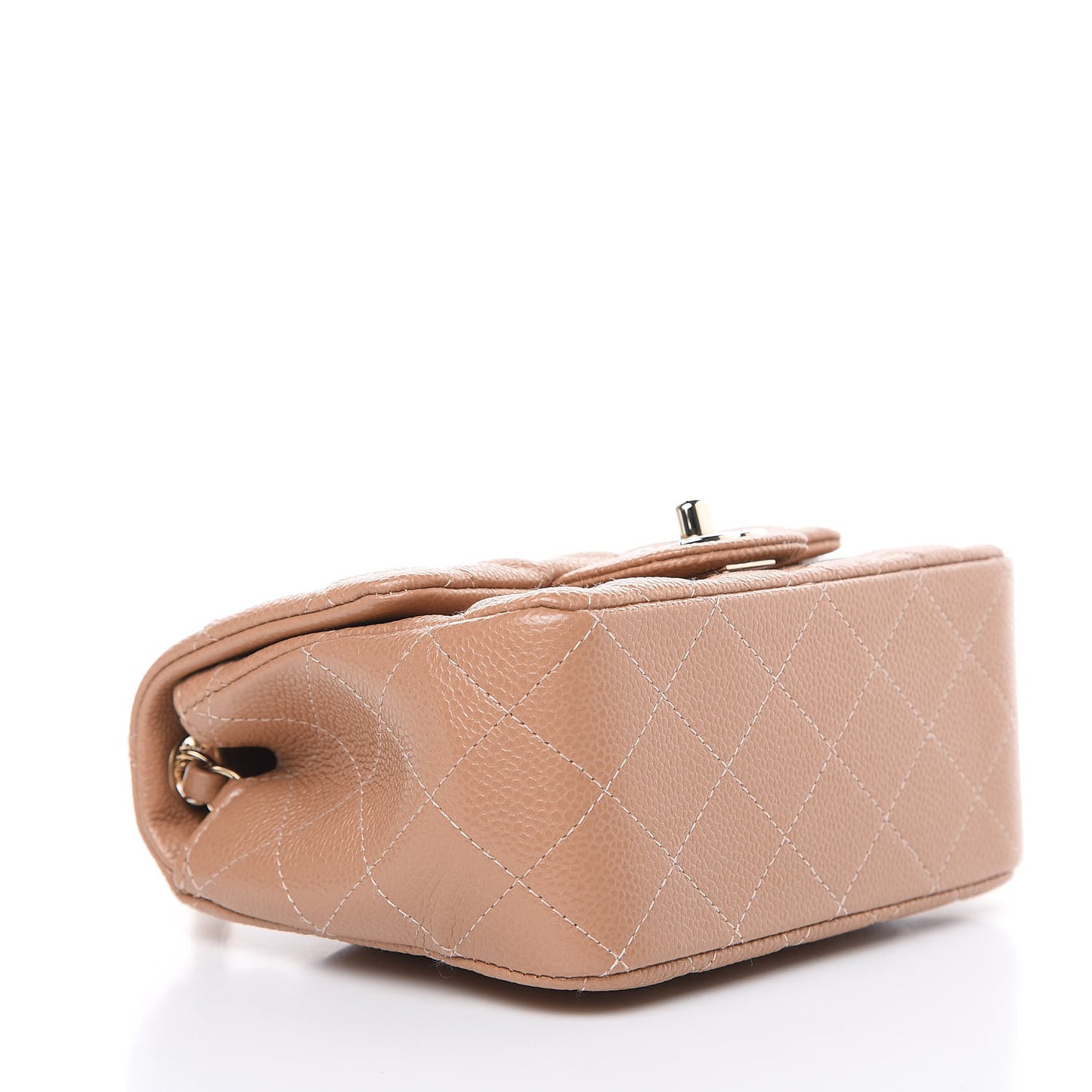 Caviar Quilted Mini Square Flap Beige