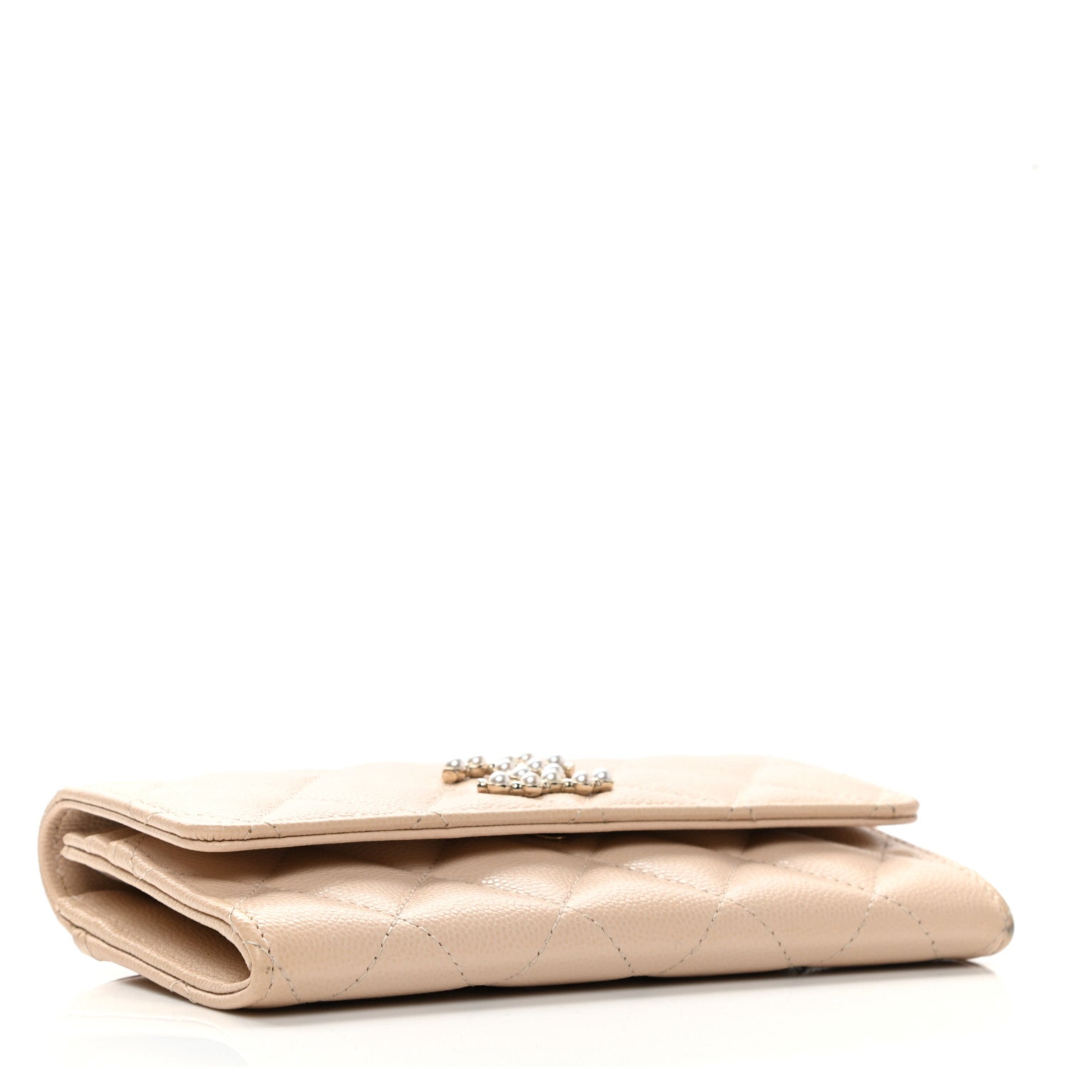 Chanel Caviar Pearl Quilted Coco Candy Wallet Beige 4 of 12