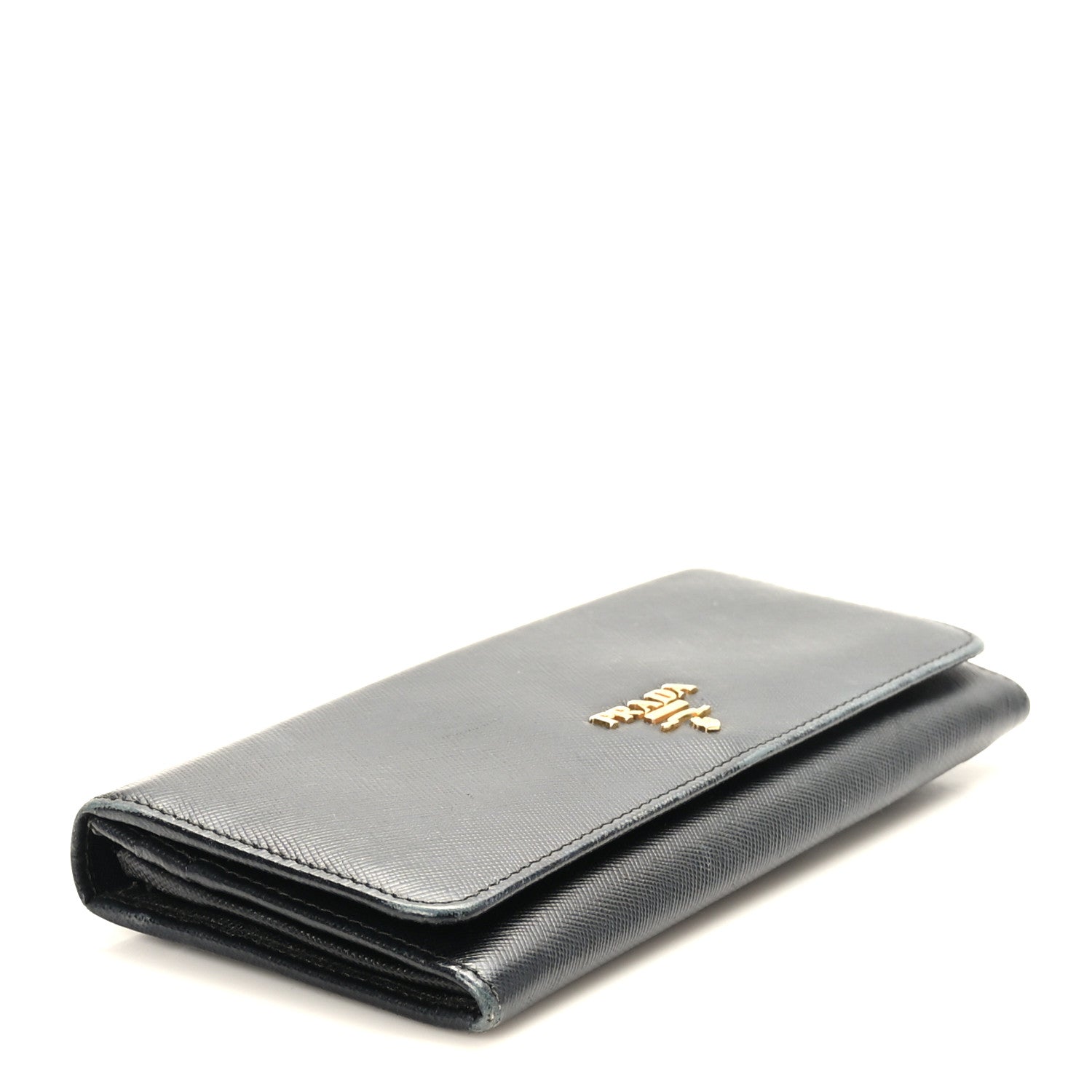 Prada Saffiano Metal Continental Flap Wallet Black 4 of 8