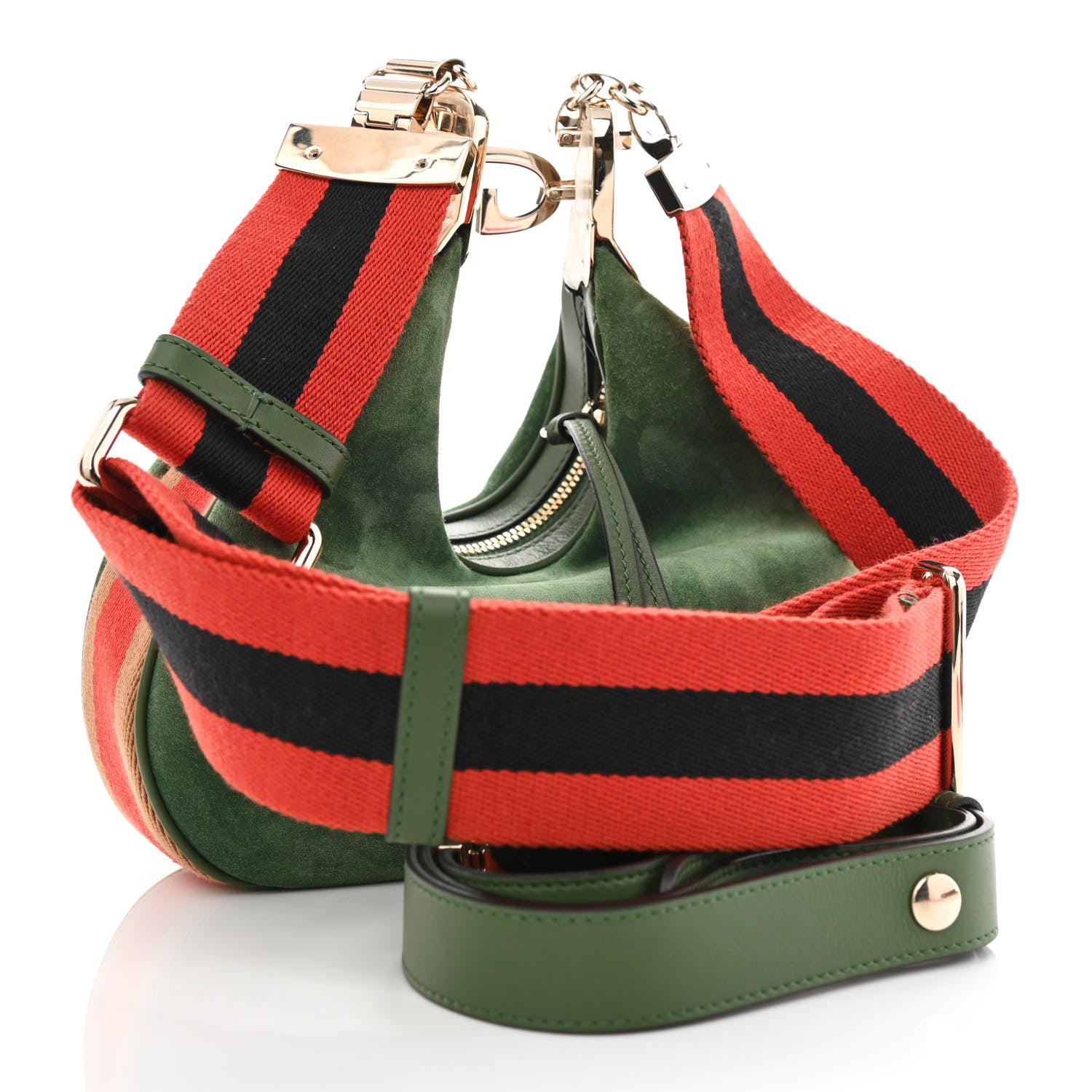 Gucci Suede Web Small Attache Shoulder Bag Cactus Green 3 of 8