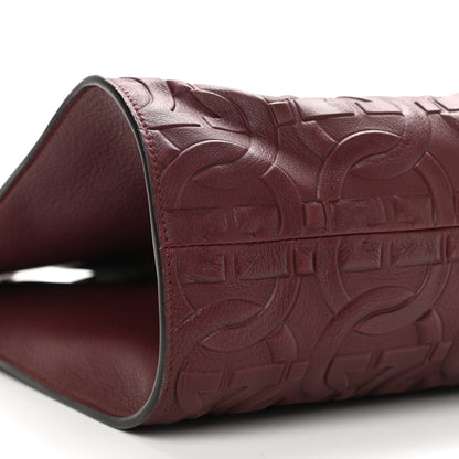 Salvatore Ferragamo Calfskin Gancini Embossed Trifolio Tote Bag Burgundy 10 of 11