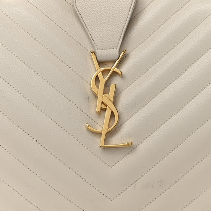Saint Laurent Grain De Poudre Matelasse Chevron Monogram Shopping Bag White 9 of 18