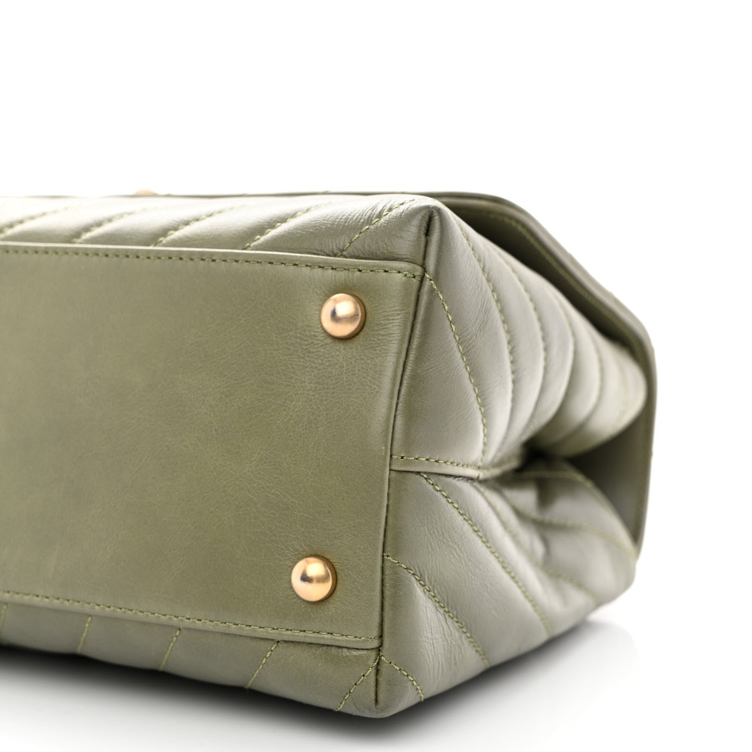 Chanel Calfskin Lizard Chevron Quilted Small Coco Handle Flap Green 10 of 11