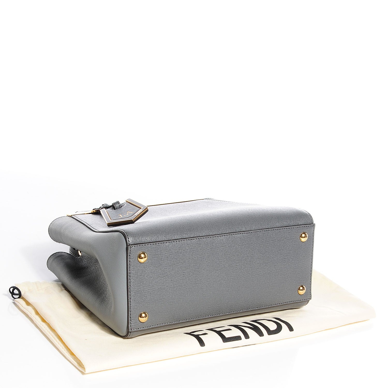 Fendi Vitello Elite Petite 2Jours Tote Grigio Grigio Chiaro 8 of 13