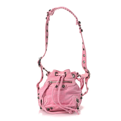 Balenciaga Washed Denim BB Monogram Le Cagole Bucket Bag XS Sweet Pink 1 of 11