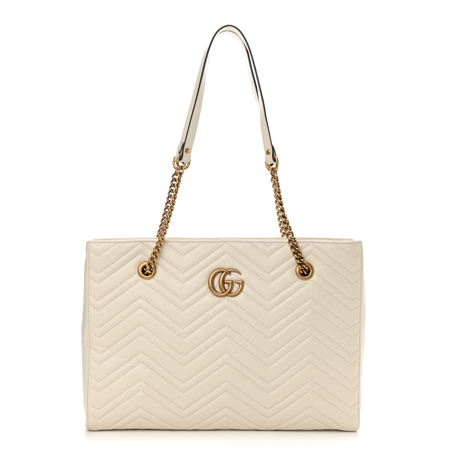 Gucci Vintage Calfskin Matelasse Medium GG Marmont Slim Tote White 1 of 11