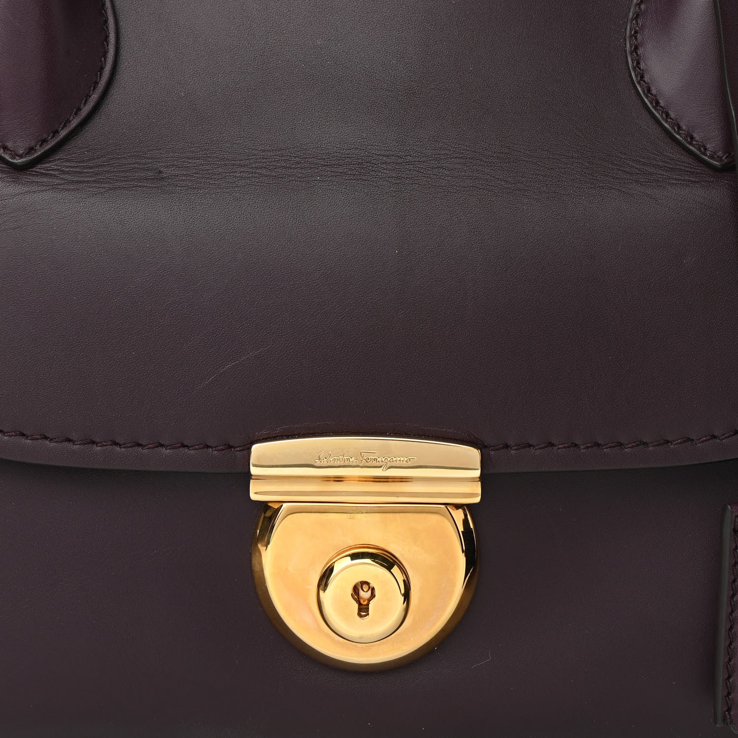 Salvatore Ferragamo Calfskin Fiamma Bag Plum 7 of 16