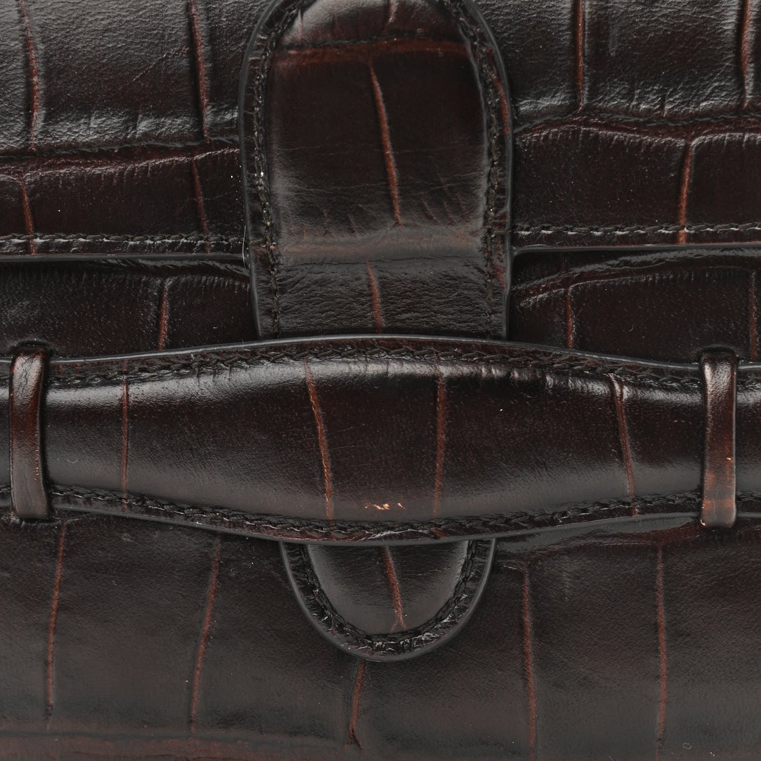 Celine Crocodile Embossed Calfskin Mini Symmetrical Bag Brown 8 of 11