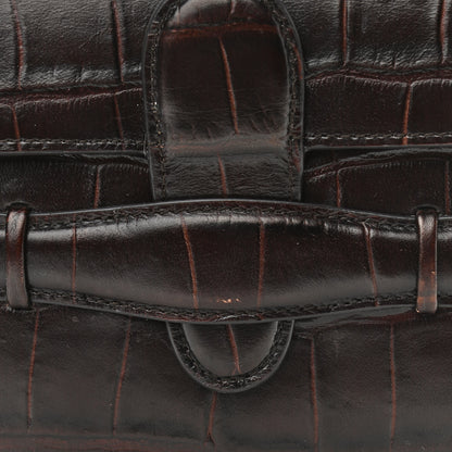 Celine Crocodile Embossed Calfskin Mini Symmetrical Bag Brown 8 of 11
