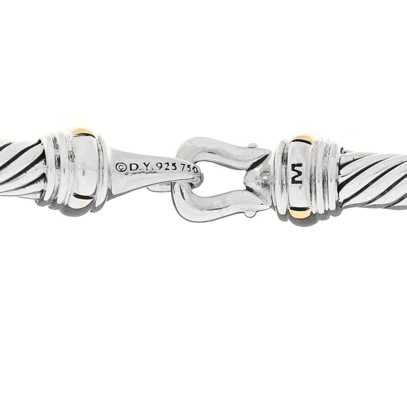 Sterling Silver 18K Yellow Gold 5mm Cable Classic Buckle Bracelet