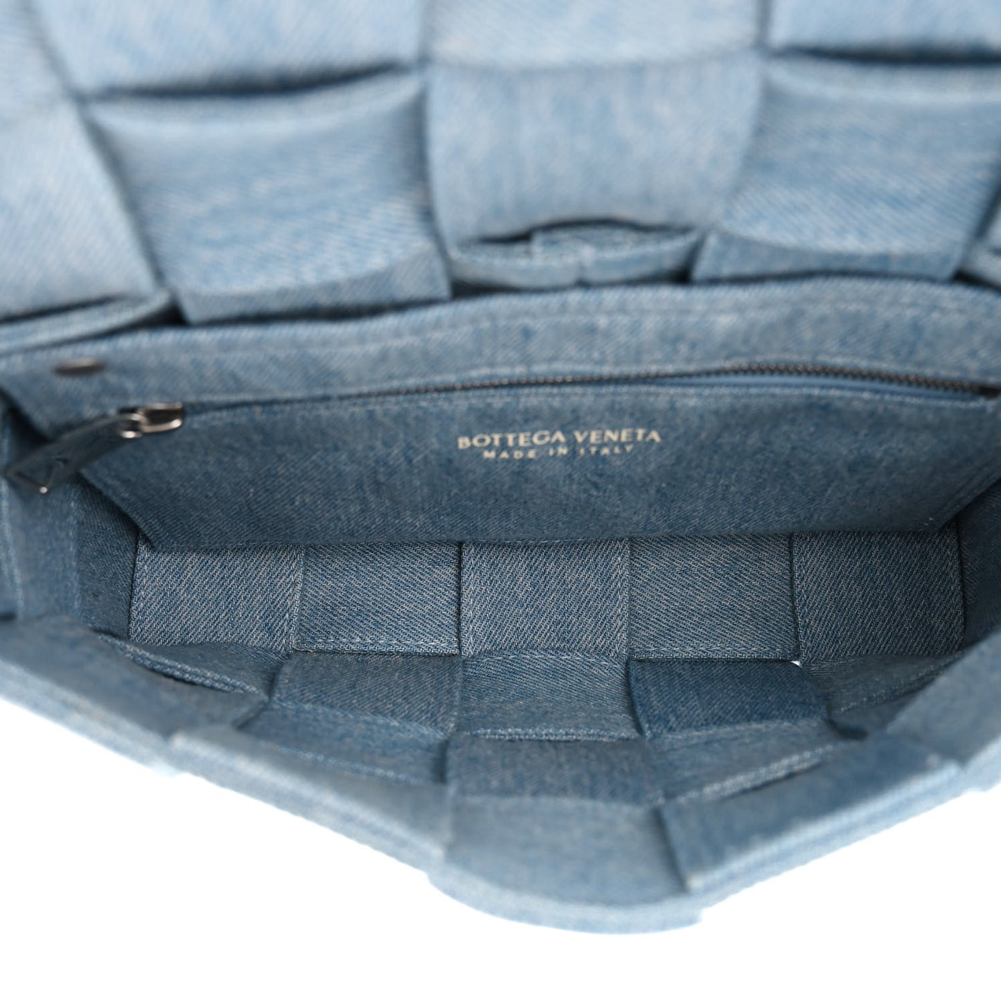 Denim Maxi Intrecciato Cassette Crossbody Bag Washed Indigo