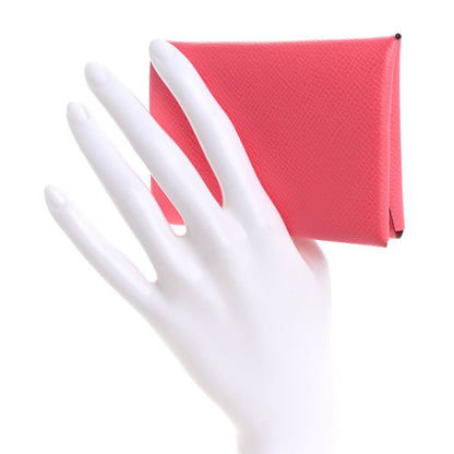 Hermes Epsom Calvi Duo Card Case Rose Azalee 2 of 11
