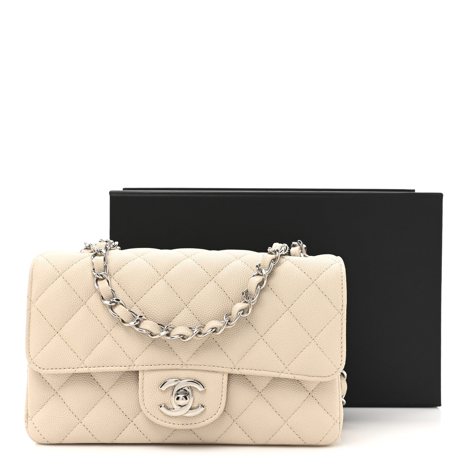 Chanel Caviar Quilted Mini Rectangular Flap Light Beige 11 of 11