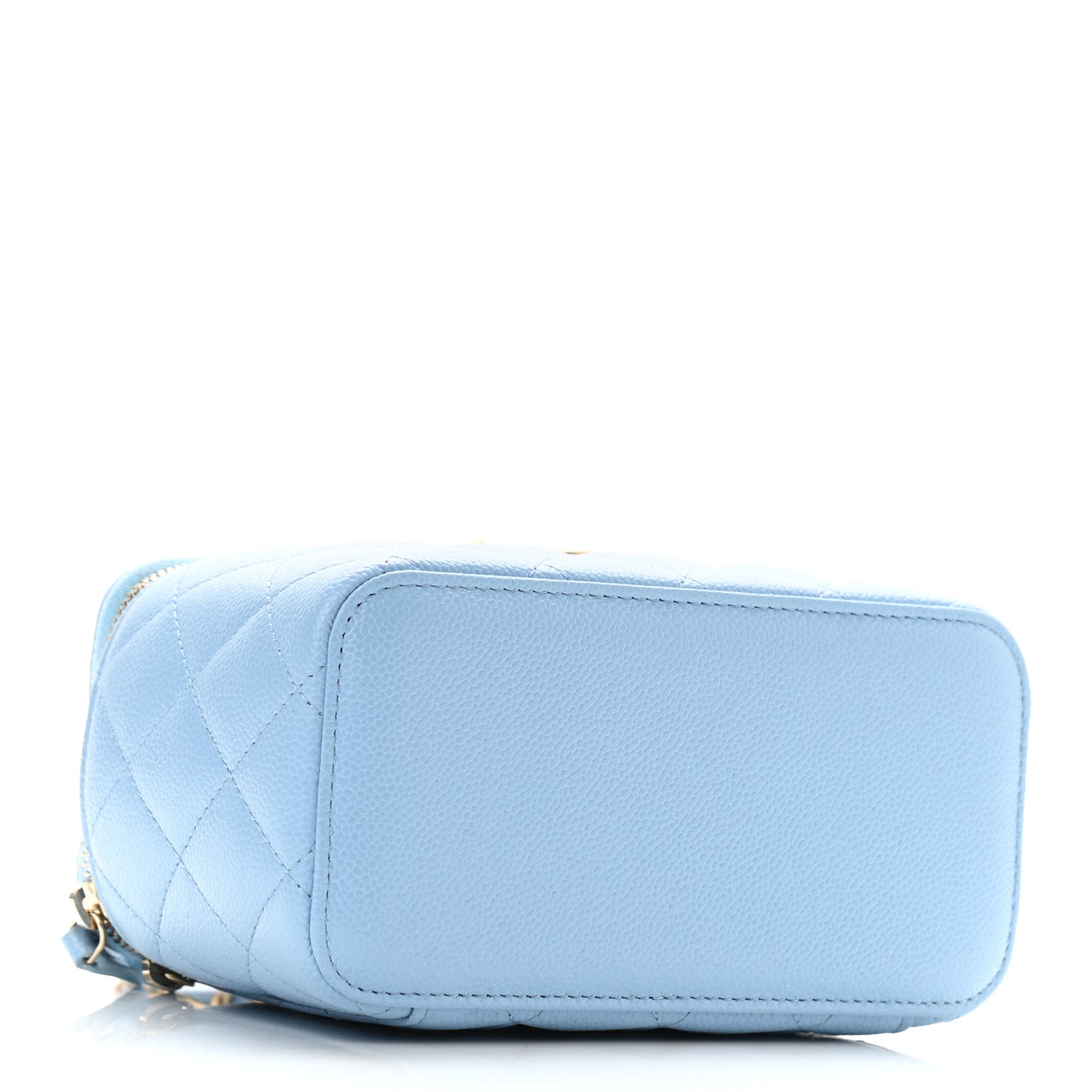 Shiny Caviar Quilted Pick Me Up Vanity Case Light Blue