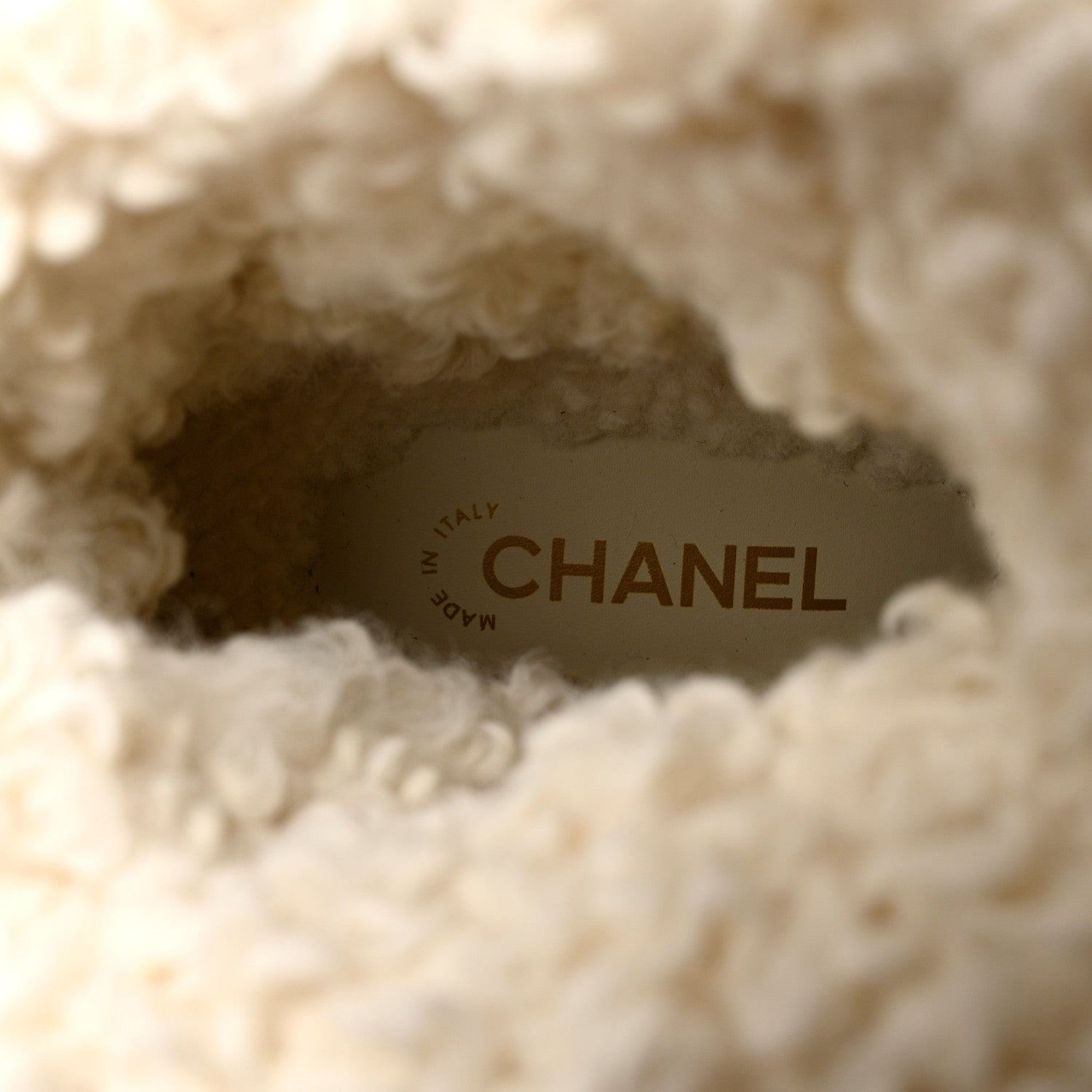 Chanel Calfskin Shearling CC Lace Up Boots 38 Light Beige Ivory 6 of 9