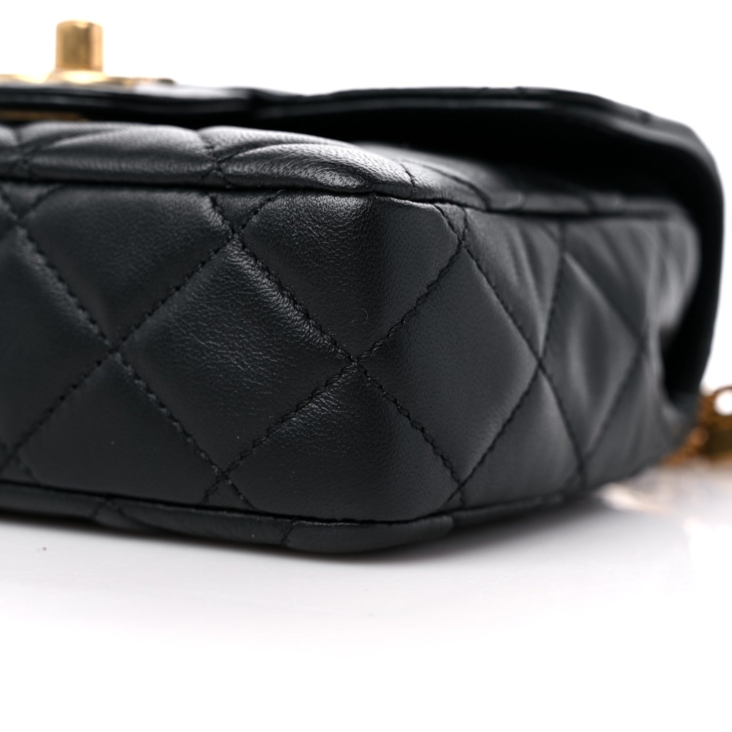 Lambskin Enamel Quilted Mini Flap Black