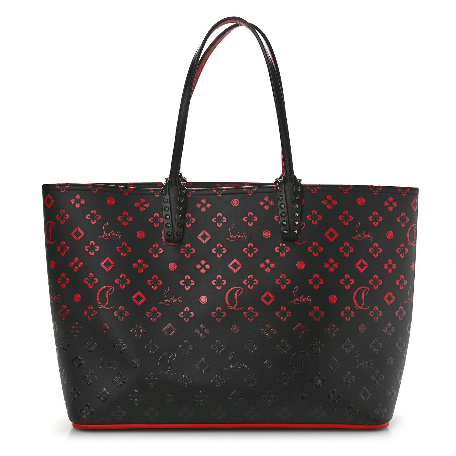 Christian Louboutin Perforated Calfskin Degrade Loubinthesky East West Cabata Tote Black Red 1 of 15