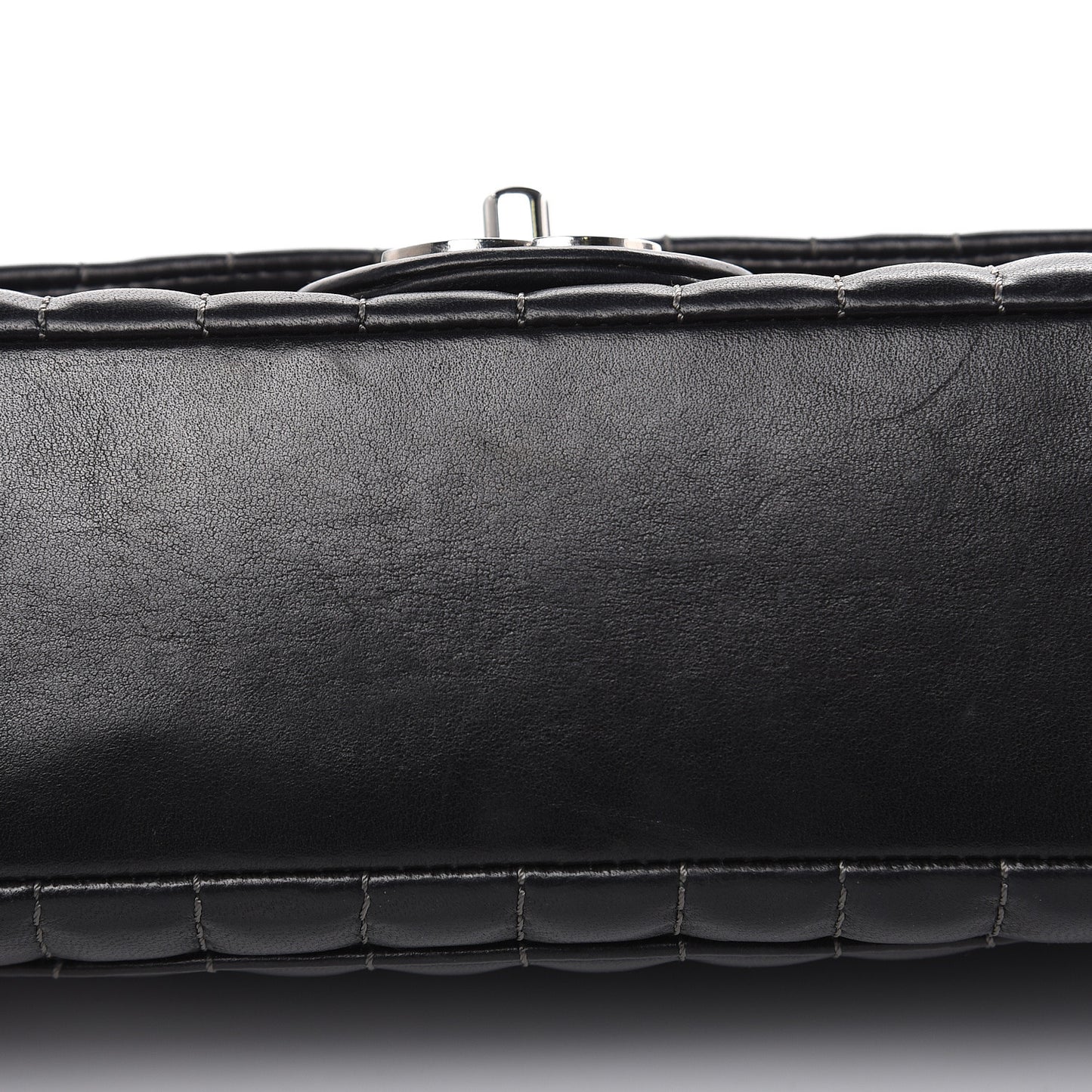Lambskin Vertical Quilted Medium Single Flap Black