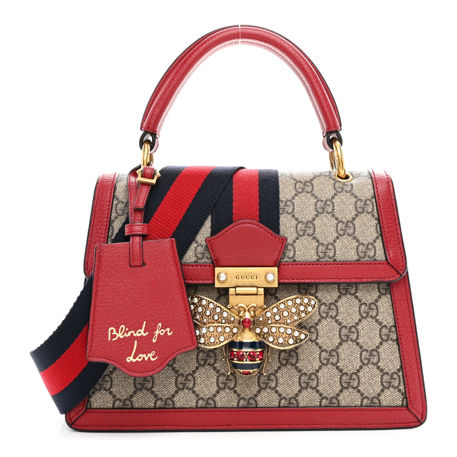 Gucci GG Supreme Monogram Small Queen Margaret Top Handle Bag Red 1 of 10