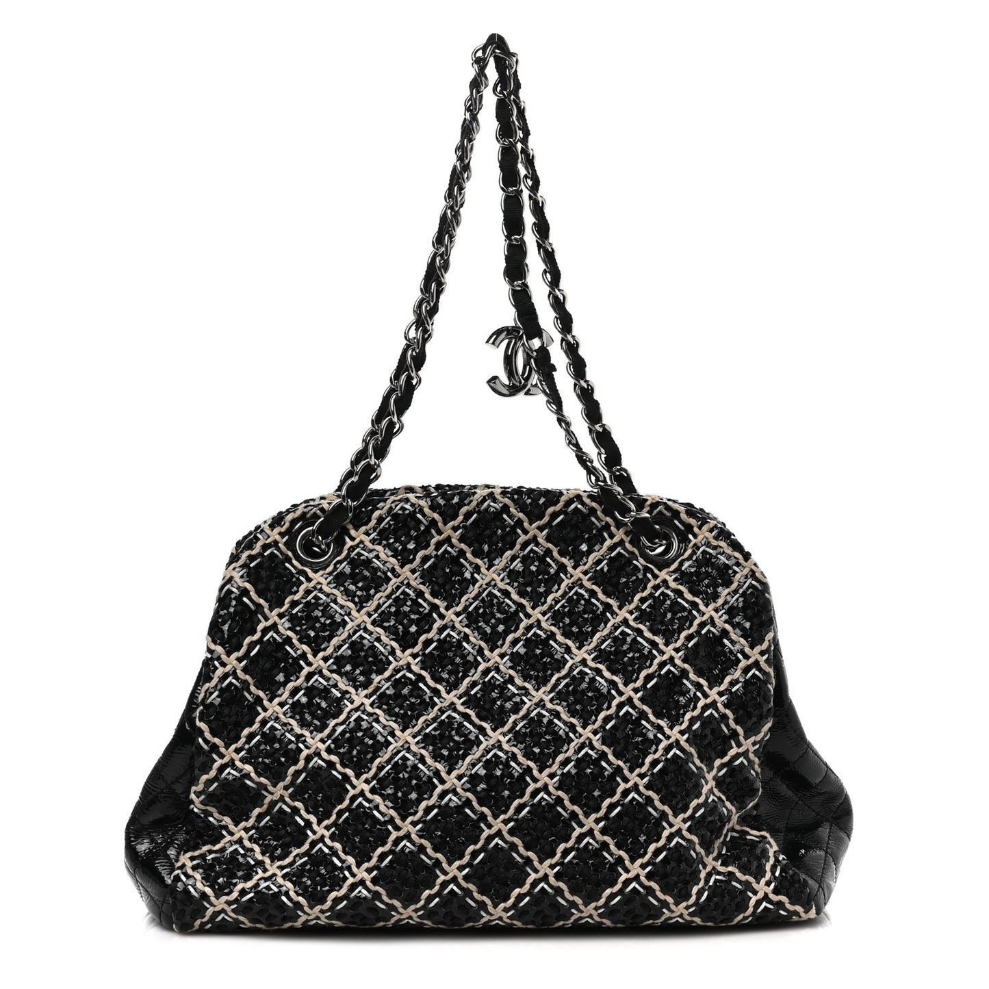 Patent Hand Embroidered Large Just Mademoiselle Black