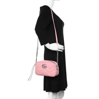 Gucci Calfskin Matelasse Small GG Marmont Chain Shoulder Bag Wild Rose 2 of 10