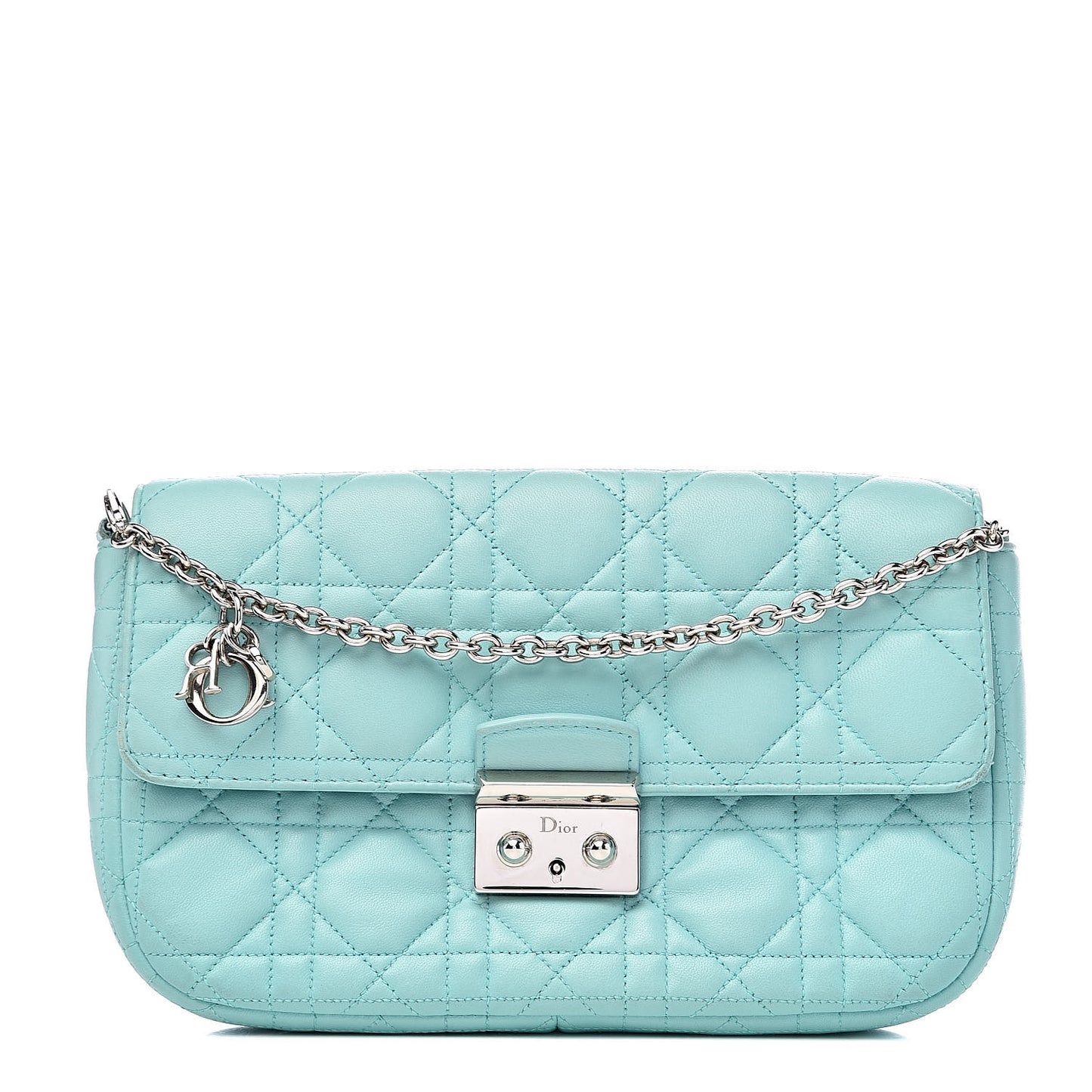 Lambskin Cannage Miss Dior Promenade Pouch Turquoise