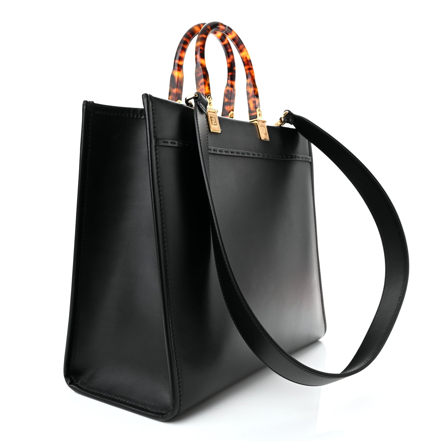 Vitello King Plexiglass Medium Fendi Sunshine Shopper Tote Black