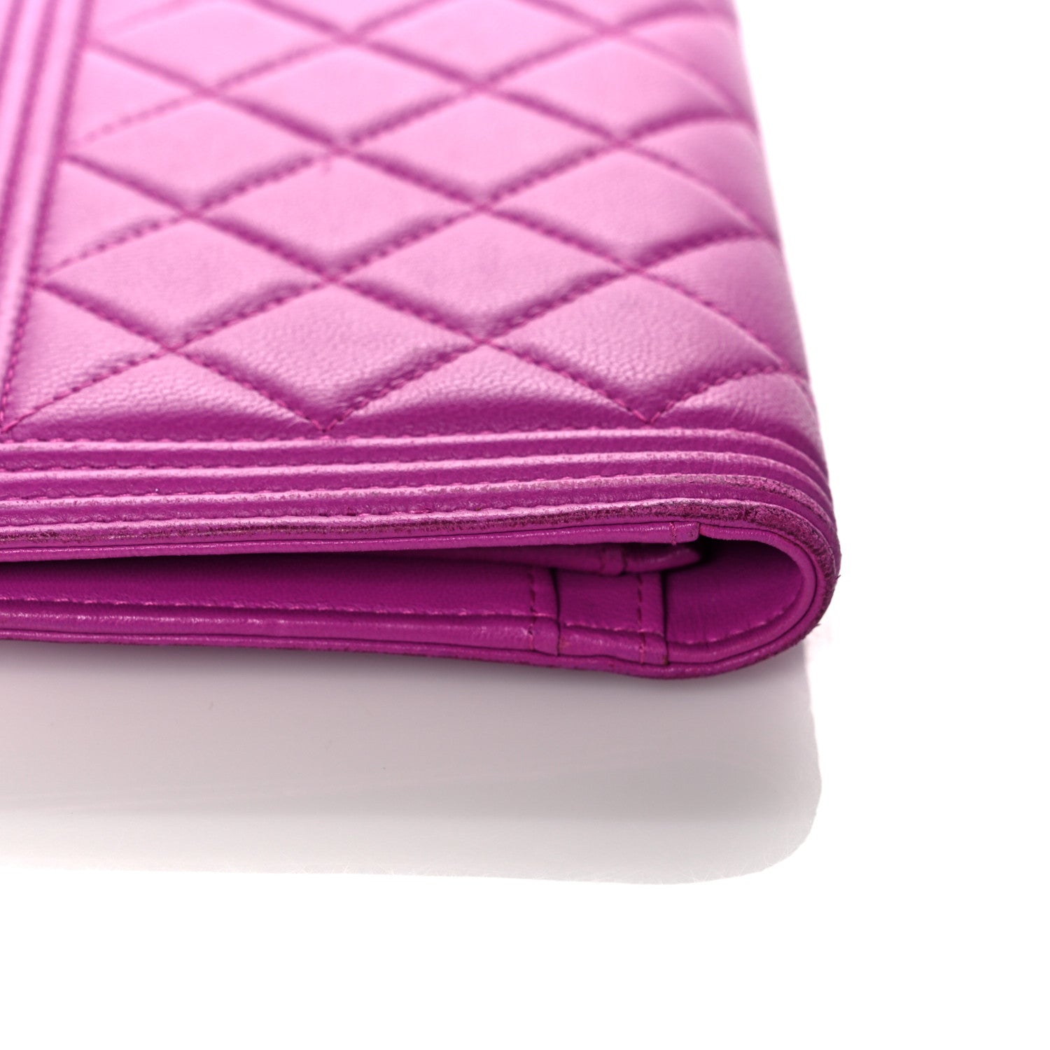 Chanel Lambskin Quilted Boy Yen Wallet Pink 15 of 22