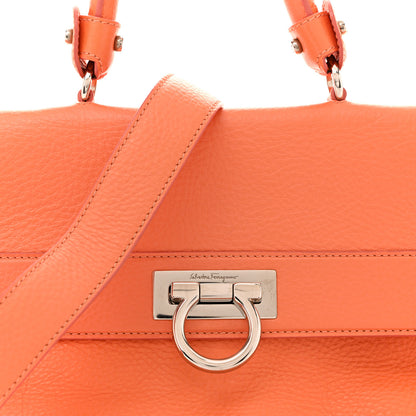 Salvatore Ferragamo Grained Calfskin Sofia Satchel Orange 8 of 15