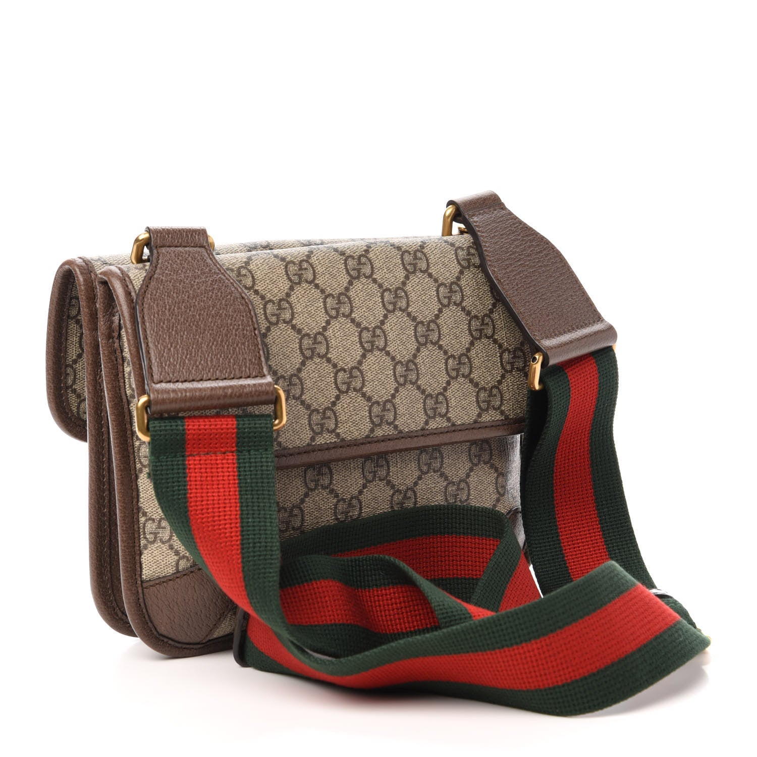 Gucci GG Supreme Monogram Web Small Neo Vintage Double Flap Messenger Bag Beige New Acero 3 of 11