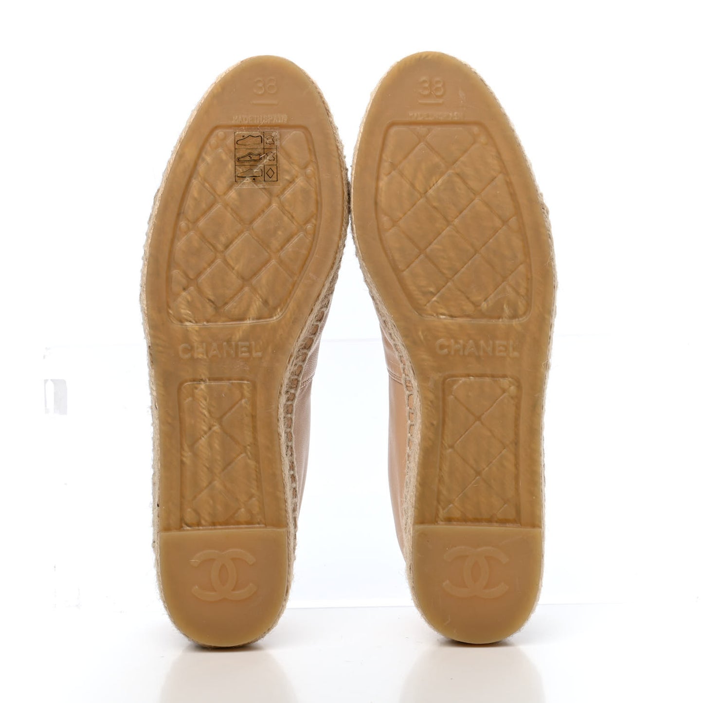 Lambskin CC Espadrilles 38 Beige Black