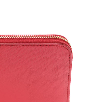 Prada Saffiano Metal Zip Wallet Fragola 8 of 11