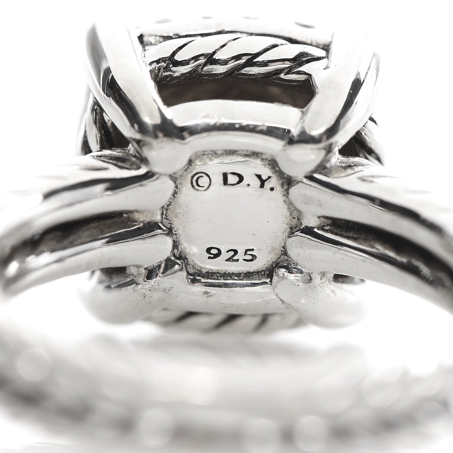 Sterling Silver Diamond 11mm Chatelaine Pave Ring 48 4.5