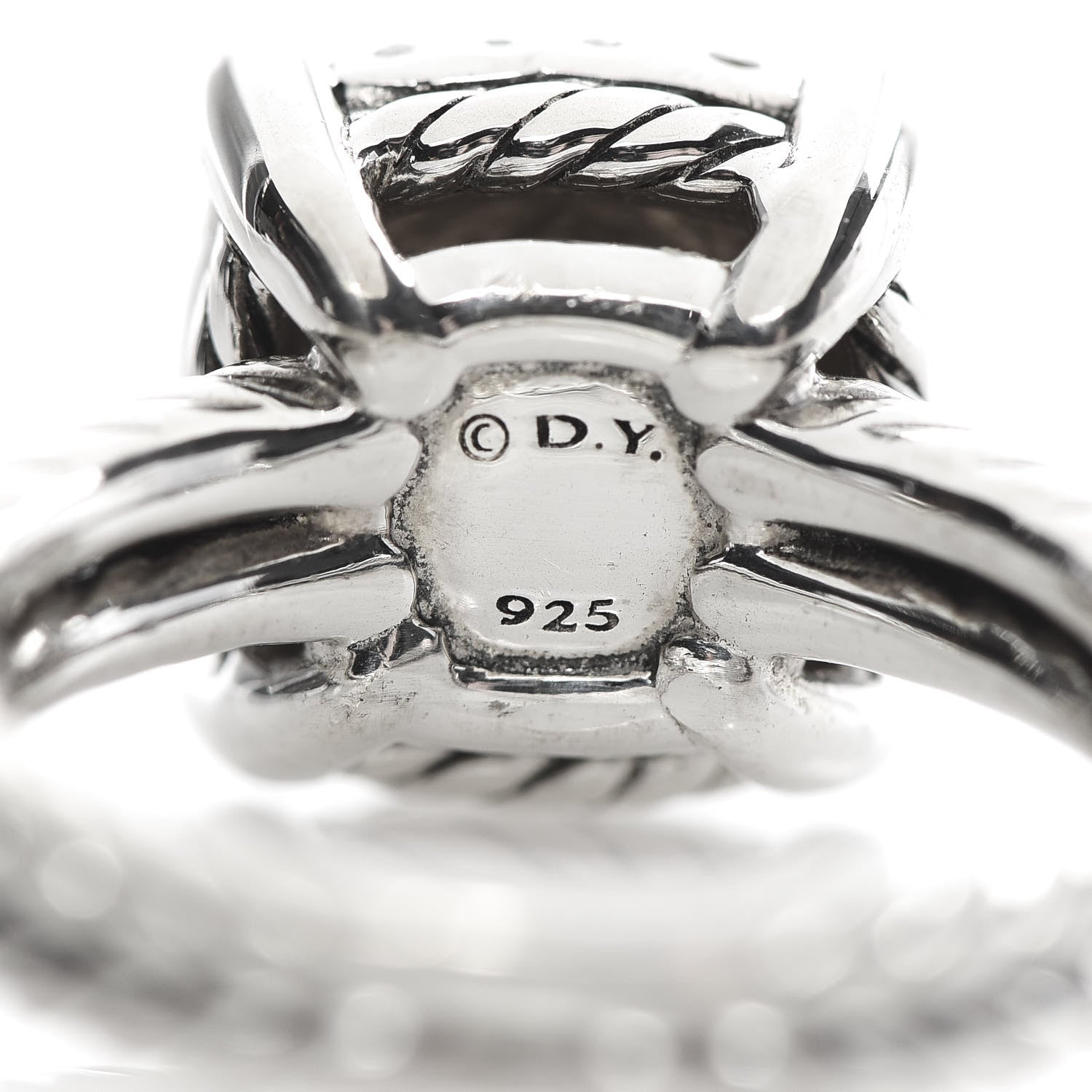 David Yurman Sterling Silver Diamond 11mm Chatelaine Pave Ring 48 4.5 5 of 6