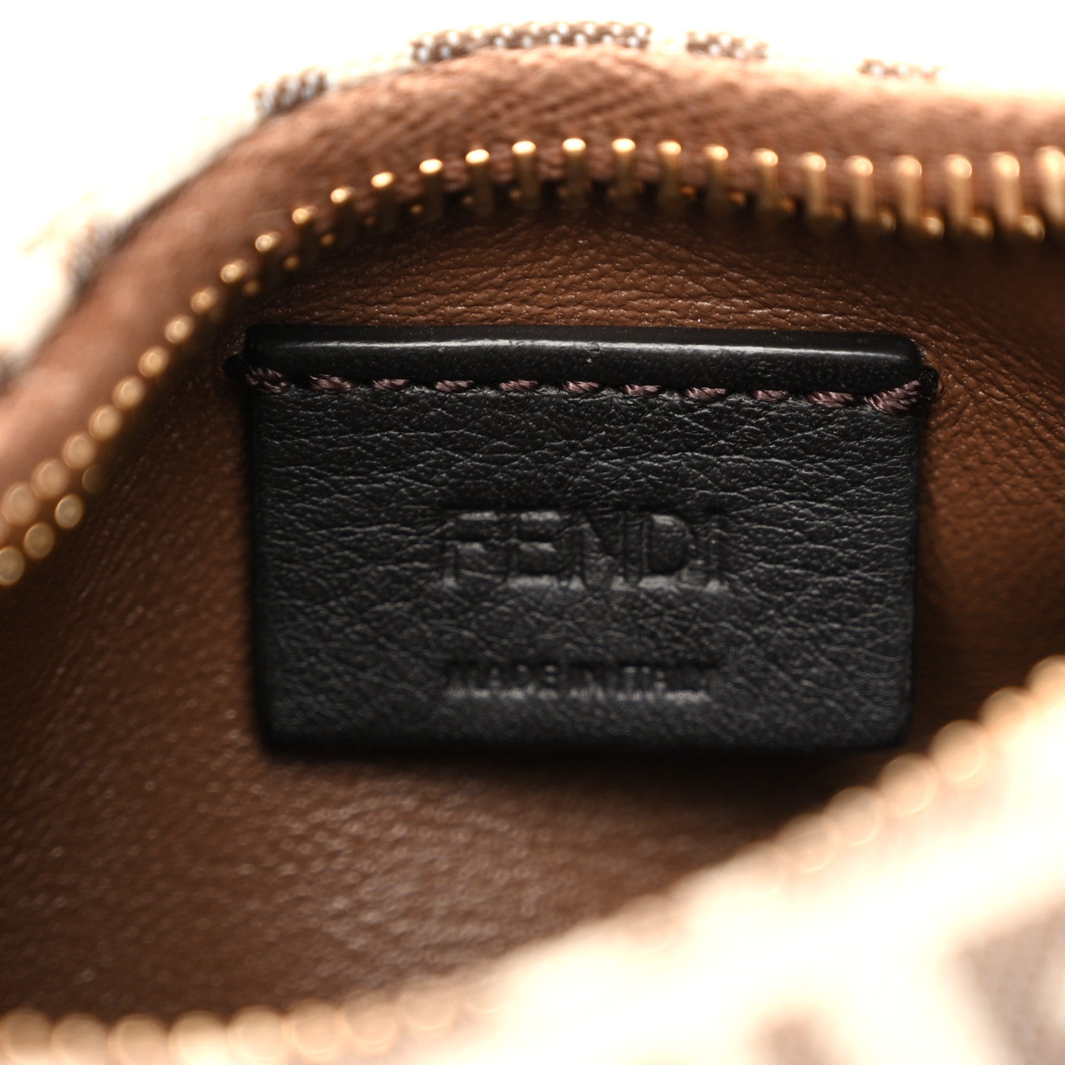 Fendi Fabric Jacquard FF 1974 Nano Fendigraphy Hobo Charm Beige 6 of 11