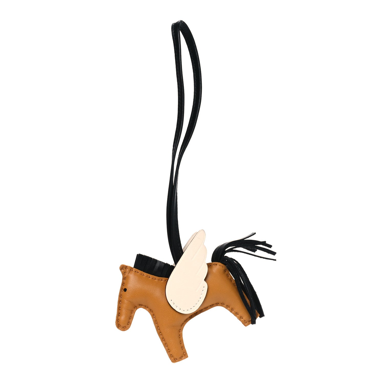 Hermes Milo Lambskin Grigri Rodeo Pegase Horse Bag Charm PM Sesame Black Nata 1 of 4