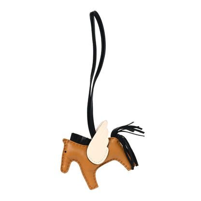 Hermes Milo Lambskin Grigri Rodeo Pegase Horse Bag Charm PM Sesame Black Nata 1 of 4