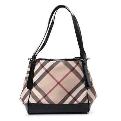 Burberry Patent Nova Check Small Tote Black 1 of 13