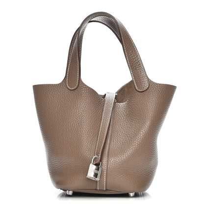 Hermes Taurillon Clemence Picotin Lock 18 PM Etoupe 1 of 8