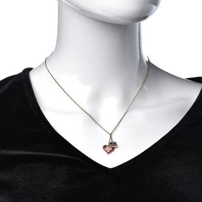 Chanel Enamel Heart CC Charm Necklace Gold 2 of 7