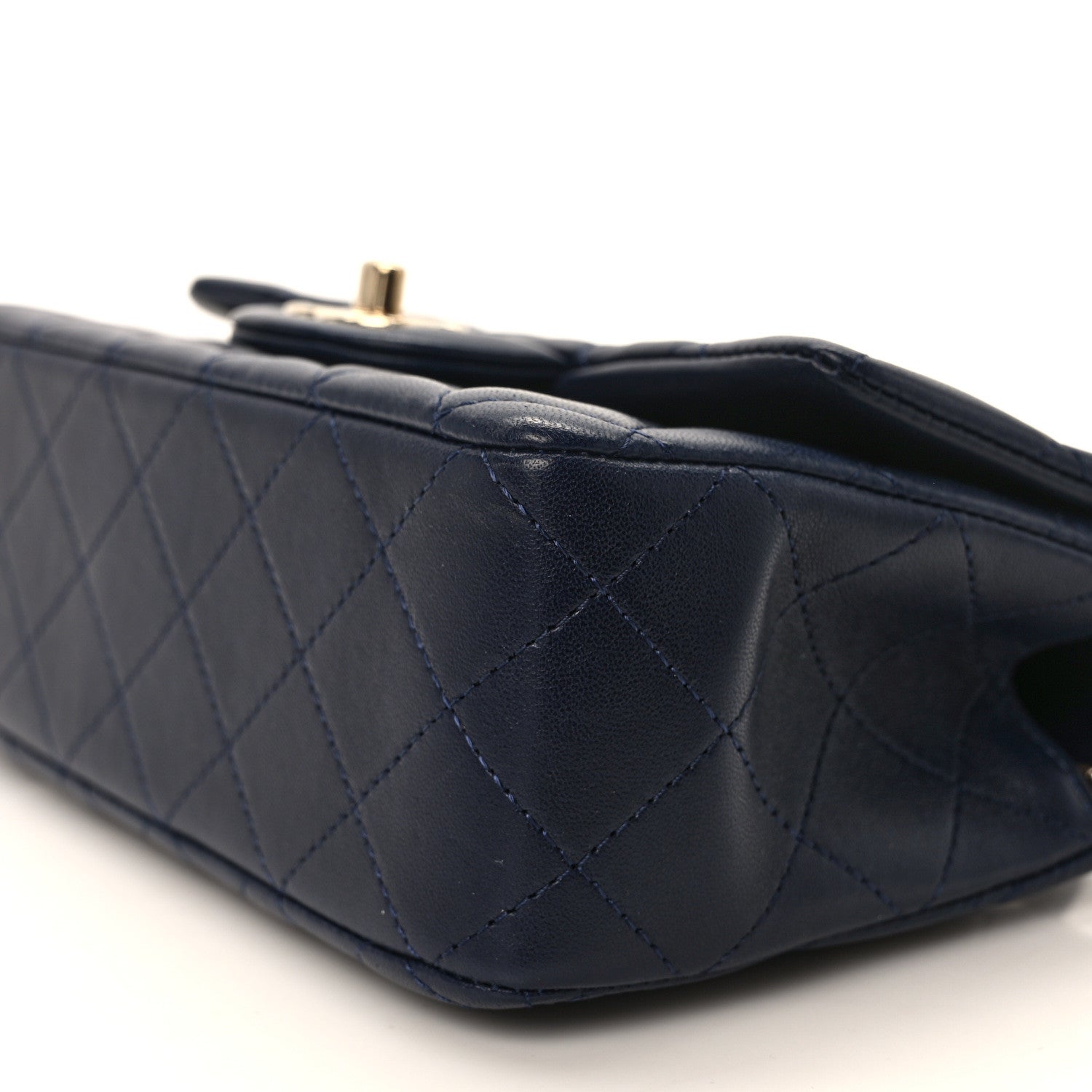 Chanel Lambskin Quilted Mini Top Handle Rectangular Flap Navy Blue 10 of 13