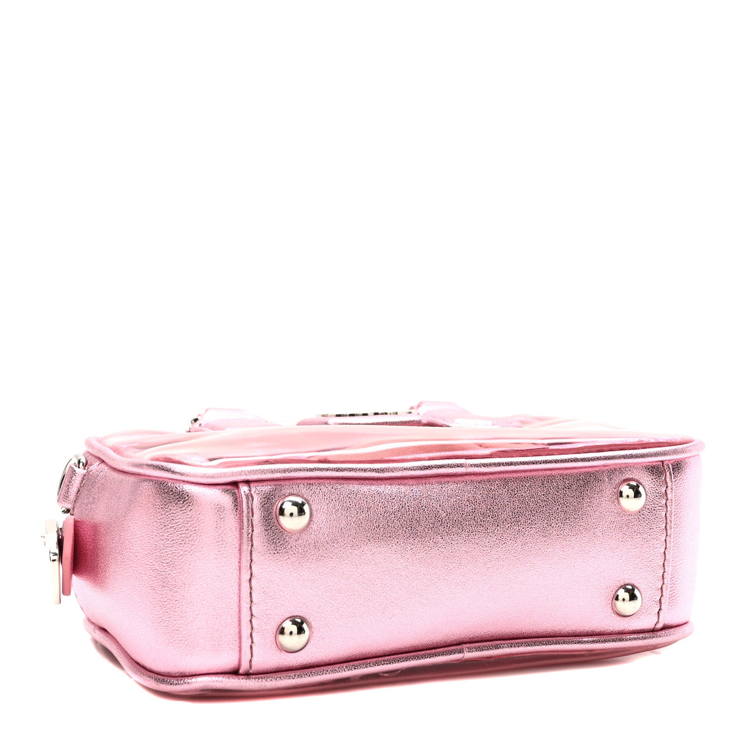 Miu Miu Metallic Nappa Plexi Vinyl Mini Top Handle Crossbody Rosa Mordore 4 of 9