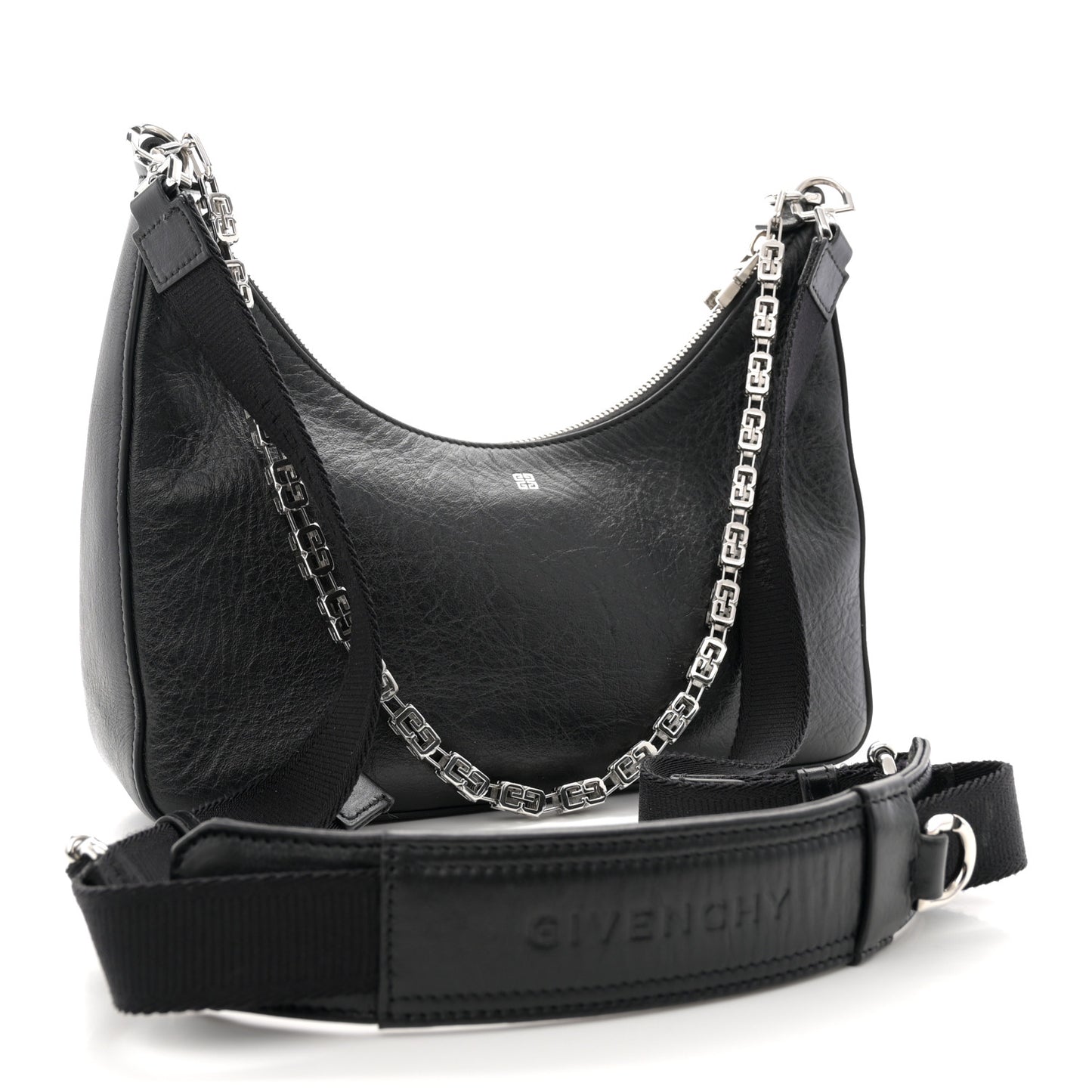 Smooth Calfskin Small Moon Cut Out Shoulder Bag Black