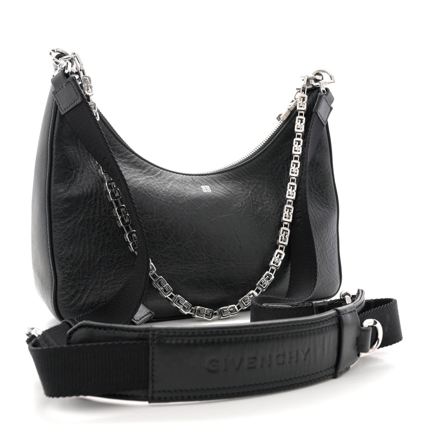 Givenchy Smooth Calfskin Small Moon Cut Out Shoulder Bag Black 3 of 13