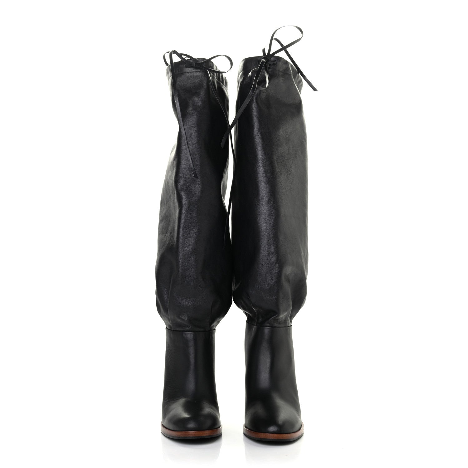 Gucci Deauville Calfskin Cinched Knee High Boots 35.5 Black 2 of 7