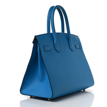 Hermes Madame Calfskin Birkin Sellier 30 Bleu Frida 2 of 7