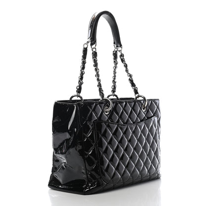 Chanel Patent Quilted Grand Shopping Tote GST Black 3 of 14