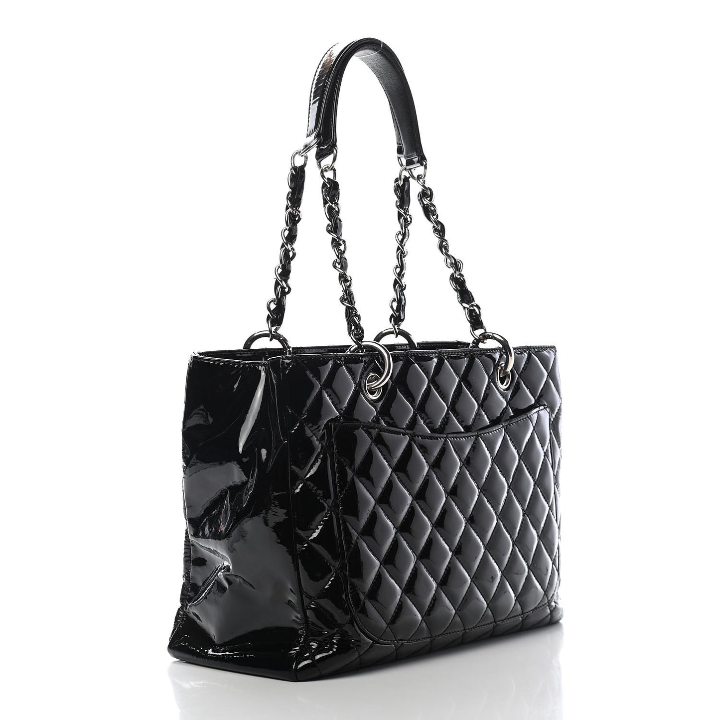 Patent Quilted Grand Shopping Tote GST Black
