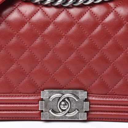 Chanel Lambskin Quilted Medium Boy Flap Dark Red 8 of 12