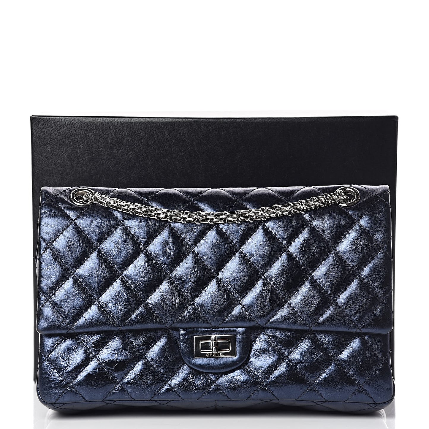 Metallic Calfskin Quilted 2.55 Reissue 226 Flap Marine Fonce